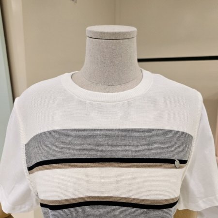 단가라 티소매배색 라운드니트