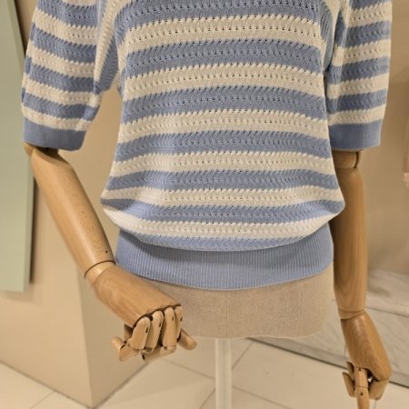 라운드 단가라 니트티셔츠