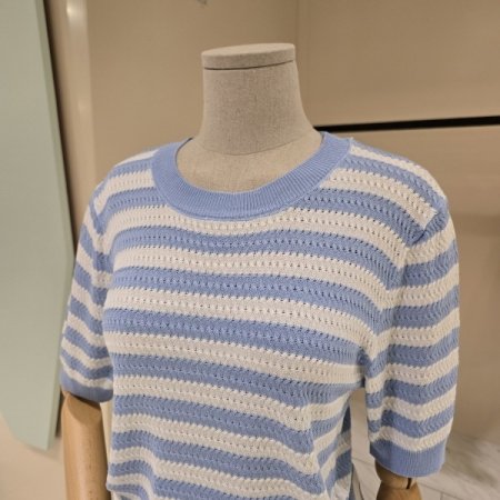 라운드 단가라 니트티셔츠