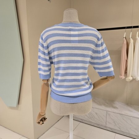 라운드 단가라 니트티셔츠