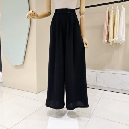 투버튼 핀턱 밴딩 와이드팬츠