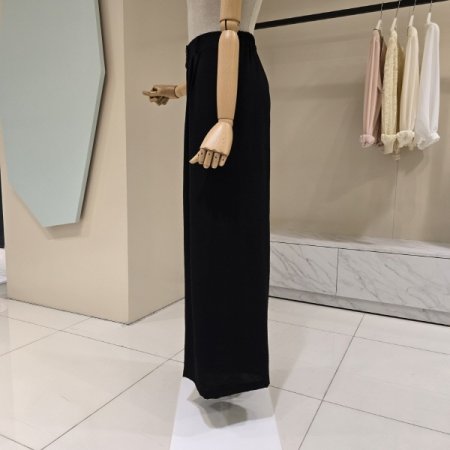 투버튼 핀턱 밴딩 와이드팬츠