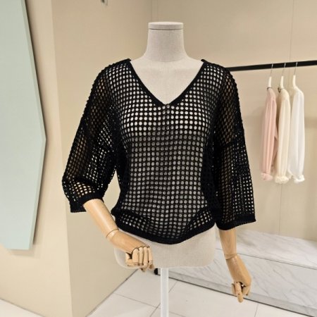 스카시 캡슐 브이넥 니트