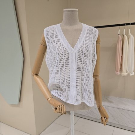 스카시 오픈형 브이넥 조끼