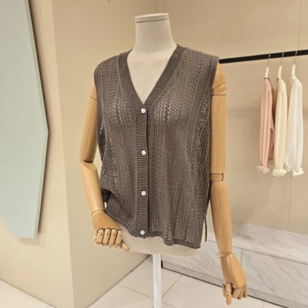 오픈형 브이넥 니트조끼
