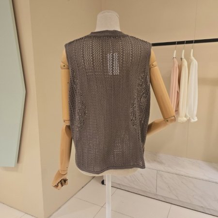 오픈형 브이넥 니트조끼