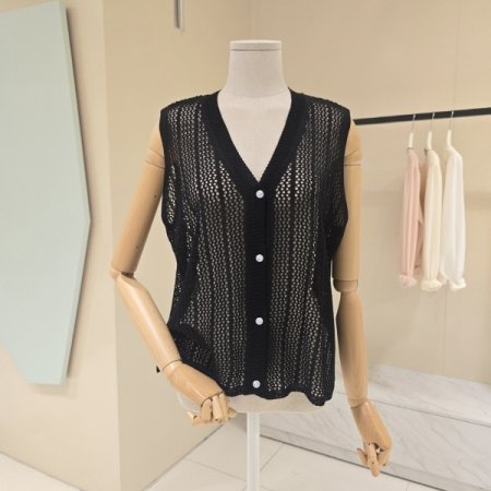 브이넥 오픈형 니트조끼