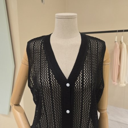 브이넥 오픈형 니트조끼