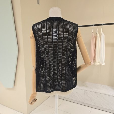 브이넥 오픈형 니트조끼