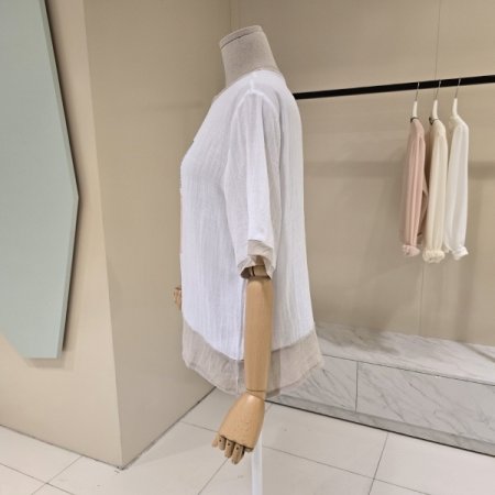 모드 배색 라운드 티셔츠