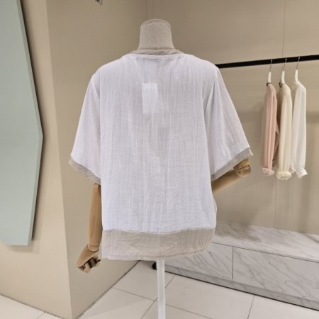 모드 배색 라운드 티셔츠