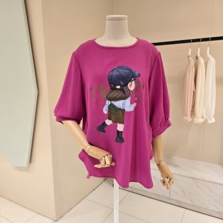 언발 뒷모습 라운드 티셔츠