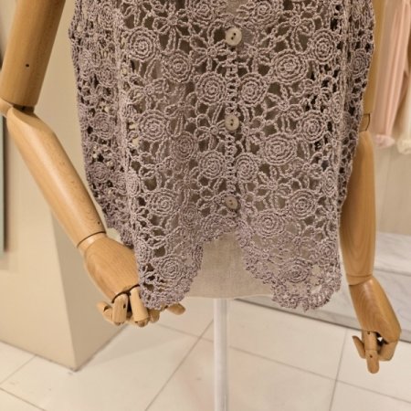 장미 뜨게 브이넥 조끼