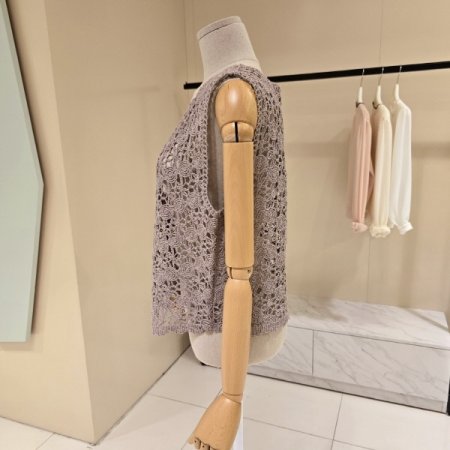 장미 뜨게 브이넥 조끼