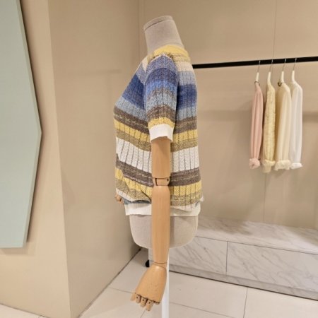 무지개 단가라 펀칭가디건