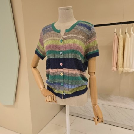 단가라 무지개 펀칭 가디건