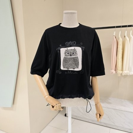 스트링 부엉이 라운드 티셔츠