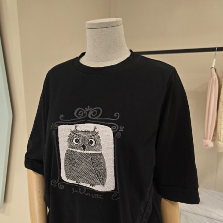 스트링 부엉이 라운드 티셔츠