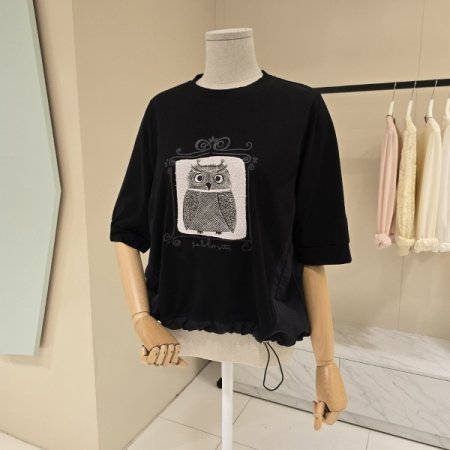 스트링 부엉이 라운드 티셔츠