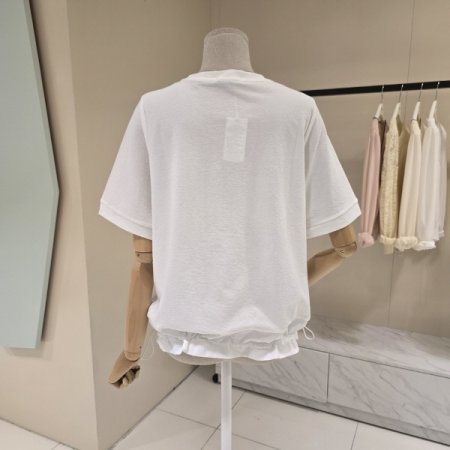 걸 레터링 포켓 라운드 티셔츠