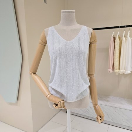 펄사 비즈 브이넥 민소매니트