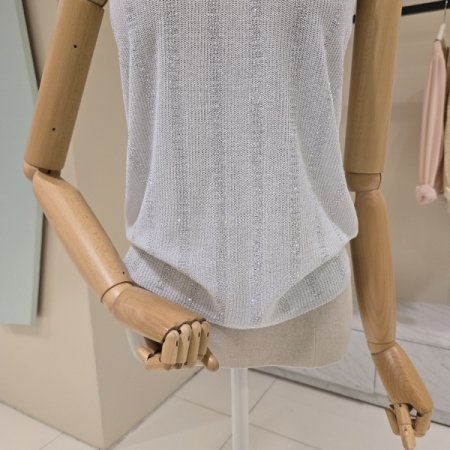 펄사 비즈 브이넥 민소매니트