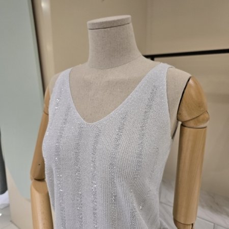 펄사 비즈 브이넥 민소매니트