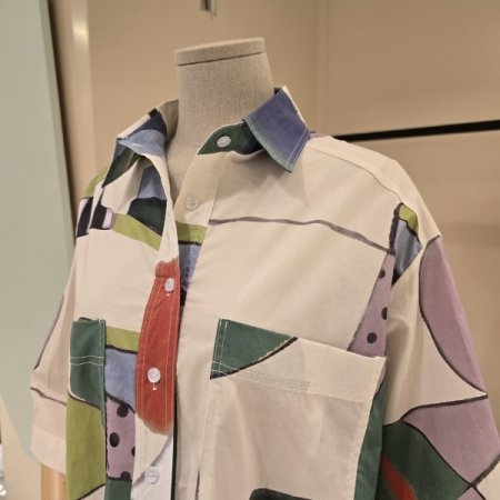 박시핏 포켓 나염 크롭셔츠