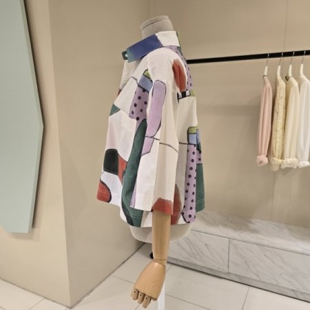 박시핏 포켓 나염 크롭셔츠