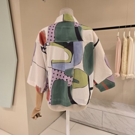 박시핏 포켓 나염 크롭셔츠