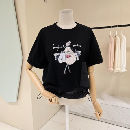 스트링 걸 레터링 라운드티셔츠