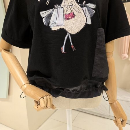 스트링 걸 레터링 라운드티셔츠