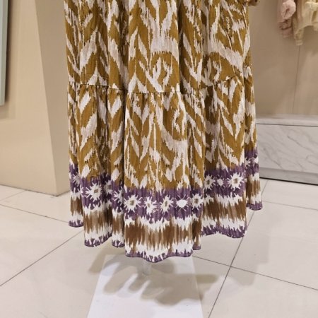 허리밴딩 물나염 롱 스커트