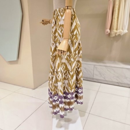 허리밴딩 물나염 롱 스커트