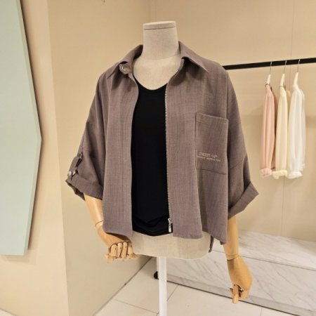 박시핏 언발 집업자켓