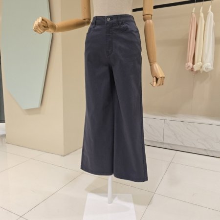 심플 와이드 8부기장 면팬츠