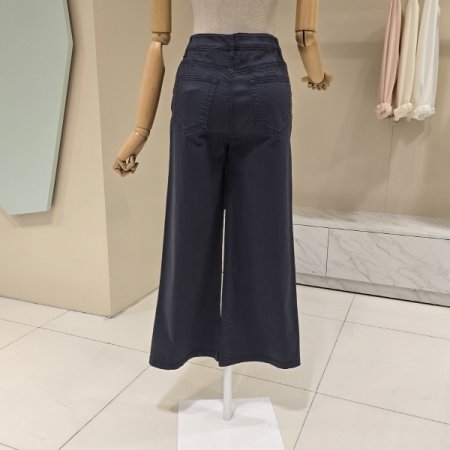 심플 와이드 8부기장 면팬츠