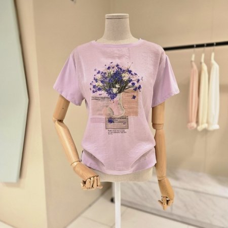 꽃다발 언발 라운드 티셔츠