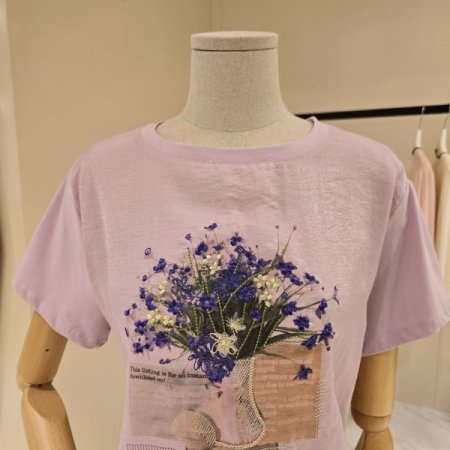 꽃다발 언발 라운드 티셔츠