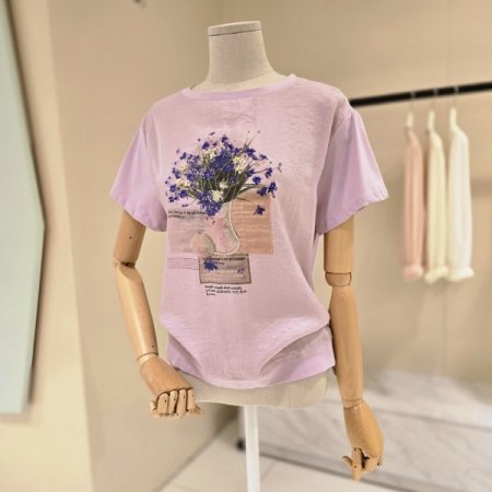 꽃다발 언발 라운드 티셔츠