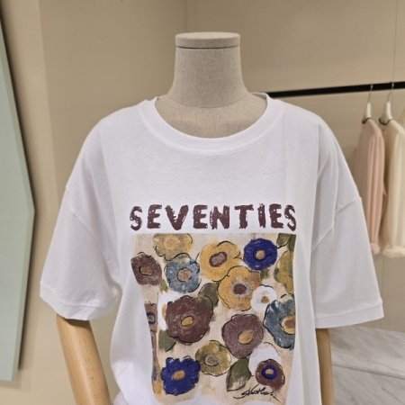 플라워 박시핏 라운드 티셔츠