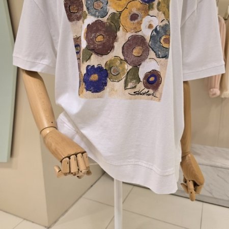 플라워 박시핏 라운드 티셔츠