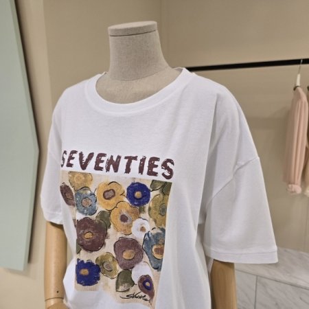 플라워 박시핏 라운드 티셔츠