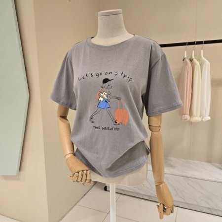 라운드 레츠고 티셔츠