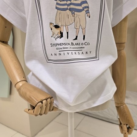 캡소매 레터링 라운드 티셔츠