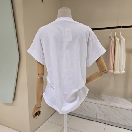 캡소매 레터링 라운드 티셔츠