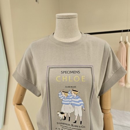 전사 레터링 라운드 티셔츠