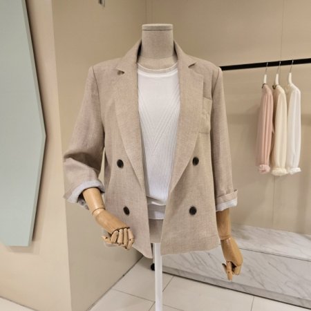 오픈형 더블단추 린넨자켓