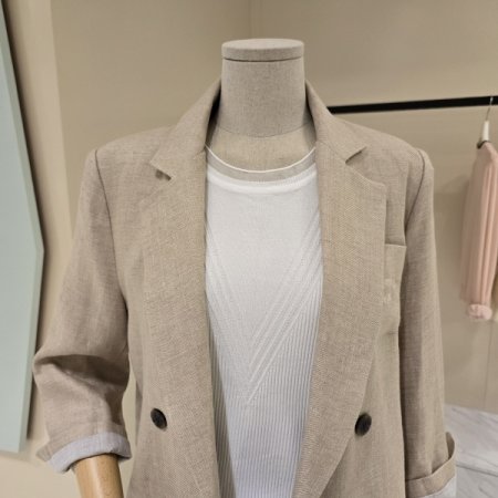 오픈형 더블단추 린넨자켓