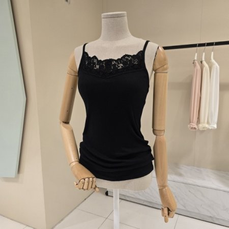 레이스 골지 민소매 티셔츠